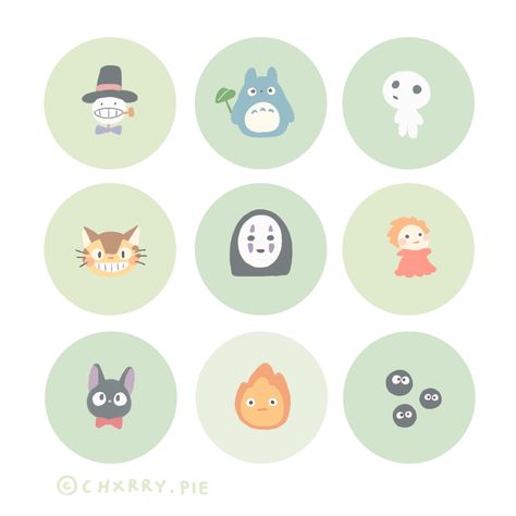 Themed Icons, Ig Highlights, 타이포그래피 포스터 디자인, Images Kawaii, Ghibli Artwork, Studio Ghibli Art, Ghibli Art, Bullet Journal Stickers, Highlight Icons