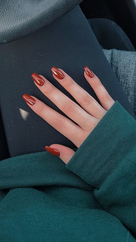 November Nails Colors, Red Orange Nails, Orange Acrylic Nails, Money Nails, Orange Nail Designs, August Nails, Simple Fall Nails, September Nails, November Nails