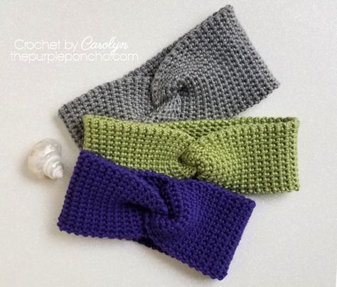 Thermal Twist Headband Free Crochet Pattern - The Purple Poncho Crochet Hair Band, Clothing Crochet, Crochet Hairband, Bandeau Au Crochet, Crochet Headbands, Knit Headband Pattern, Crochet Headband Pattern, Crochet Ear Warmer, Easy Crochet Projects