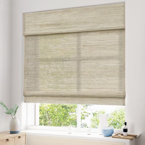 PRICES MAY VARY. [Elegant Roman Blinds] - Choose Pasoun's modern roman blinds to decorate your room, they will enhance the overall style. Dimensional classic style and natural materials complement each other, makes it elegant and functional. You can also choose from different colors, linings and bindings to customize and create your own masterpiece. [HANDMADE ORGANIC FABRIC] - Our cordless roman shades use natural fiber fabrics and unique craftsmanship, which reflect the unique climate and sun e Blinds For Windows Dining Room, Modern Roman Blinds, Roman Shades Living Room, Fabric Roman Blinds, Shades For Windows, Light Filtering Shades, Cordless Roman Shades, Flat Roman Shade, Custom Roman Shades