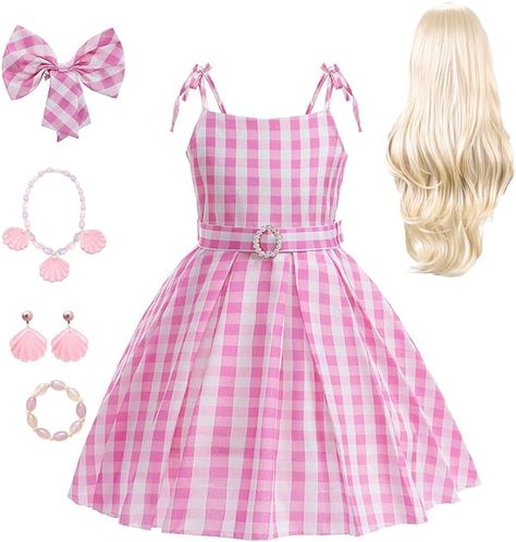 Pink Plaid Dress, Movie Cosplay, Pink Gingham Dress, Baby Costumes Girl, Pink Costume, Barbie Costume, Cosplay Dress, Gingham Dress, Barbie Dress