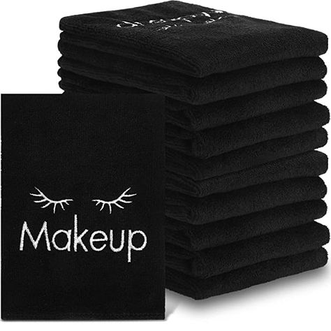 Amazon.com: 20 Pcs Microfiber Makeup Remover Cloths 13 x 13 Inches Makeup Towels Reusable Absorbent Make up Removers Face Wash Cloth Makeup Washcloths with Makeup Embroidery for Women (Black) : Beauty & Personal Care Make Up Towel, Face Towels In Bathroom, Makeup Towel Sign, Makeup Towels, Makeup Embroidery, Face Wash Cloth, Makeup Washcloth, Best Makeup Remover Wipes, Makeup Remover Cloth