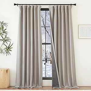 NICETOWN Thick Linen 100% Blackout Curtains 84 inch Length 2 Panels, Pinch Pleated Room Darkening Thermal Curtains Sound Reducing Window Treatments for Bedroom/Living Room, Angora, W50 x L84 Pinch Pleated Curtains, Burlap Lights, Room Darkening Window Treatments, Dark Environment, Linen Blackout Curtains, Light Blocking Curtains, Decorative Curtain Rods, Pinch Pleat Curtains, Curtain Room