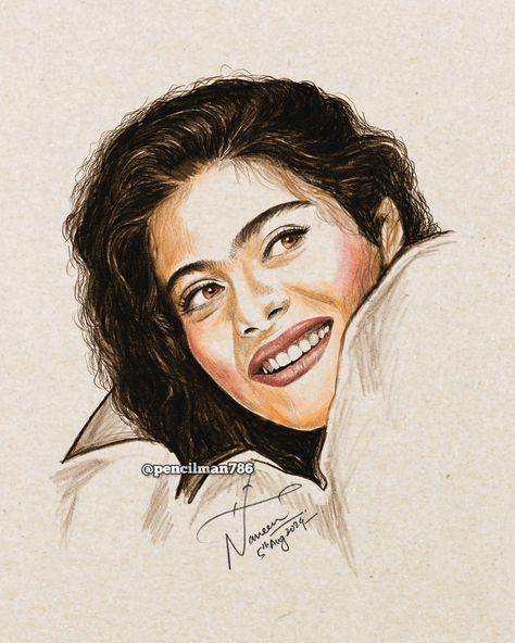 Kajol 🌹 Happy birthday 🎂 Quick sketch of Beautiful and super talented actress @kajol on her birthday, Hope you like it! #kajol #happybirthday #kajoldevgan #k3g @pencilman786 for more such #artwork #kajoldevgn #kajolmukherjee #kajolqueen #kajolic [ Kajol Devgun, Happy Birthday, Pencil Drawing, Artwork, Bollywood, 90s , Sketch ] Kajol Sketch, Actress Sketch Pencil Drawings, Bollywood Drawing, Bollywood Sketch, 90s Sketch, Bollywood 90s, Indian Art Paintings, Sketchbook Art, Quick Sketch