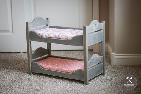 I wanted to give my daughters a handmade gift this year for Christmas, and thanks to my friend Jamison over at Rogue Engineer, I made them these awesome DIY Doll Bunk Beds! I was able to get the free plans off of his website (link HERE) and only took a few days to make! At Diy Doll Bed, Barbie Bunk Bed Diy, Wooden Doll Bed Diy, Doll Furniture Plans, Diy Doll Bunk Bed, Doll Bed Diy, Dolls Bunk Bed, Baby Doll Crib, Doll Bunk Beds