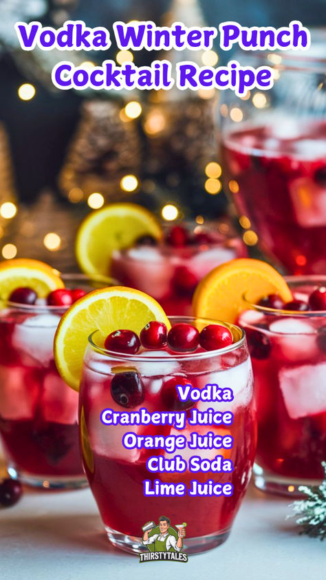 "Warm up your winter gatherings with this delicious Vodka Winter Punch  Cocktail Recipe! Perfect for holiday parties, this festive winter punch  combines seasonal flavors and warm spices for a delightful drink. Try our  Spiced Vodka Punch Recipe featuring fresh winter fruits for a refreshing  twist. This Cold Weather Vodka Punch is sure to impress your guests and  elevate your celebrations. Cheers to a cozy season with this Holiday Vodka  Punch and a memorable Winter Vodka Punch Recipe!" Festival Drinks Alcohol, Party Punch With Vodka, Crockpot Alcoholic Drinks Holidays, Christmas Holiday Punch With Alcohol, Christmas Drinks Alcohol Recipes For A Crowd, Winter Vodka Drinks, Christmas Vodka Cocktails Recipes, Holiday Cocktails With Vodka, Vodka Punch Recipes For A Crowd