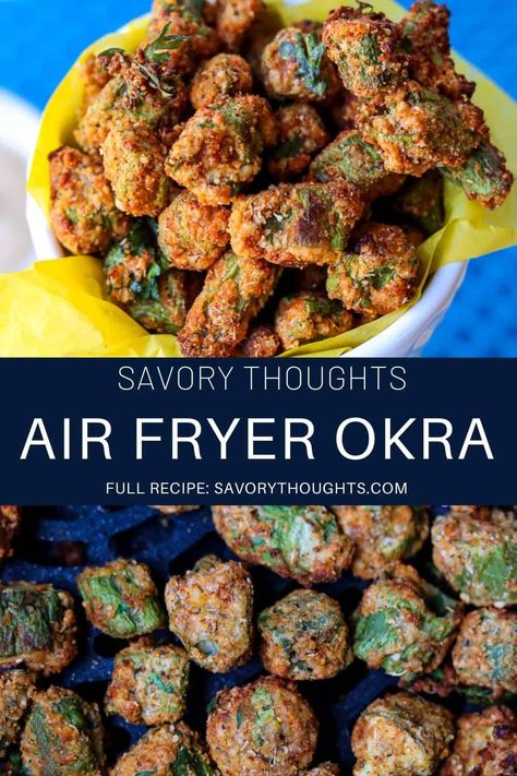 Crispy Air Fryer Fried Okra Recipe Frozen Okra Recipes, Air Fried Okra Recipe, Air Fryer Okra, Fried Okra Recipe, Frozen Okra, Fresh Okra, Okra Recipe, Fried Okra, Okra Recipes