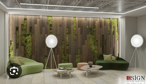 Organic Office, Office Lobby Design, Design Interior Modern, Green Wall Design, Office Wall Design, Black Bedroom Design, Interior Office, Hospital Interior, Office Lobby