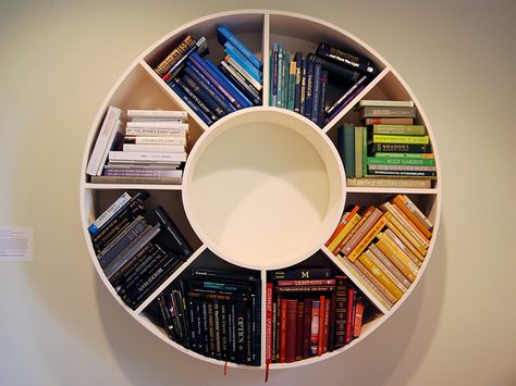 Circular Bookshelf by mysuspira, via Flickr Round Bookshelf, Unique Bookshelves, Creative Bookshelves, Cool Bookshelves, Light Ideas, Bookshelf Design, Library Design, Shelf Design, Home Library