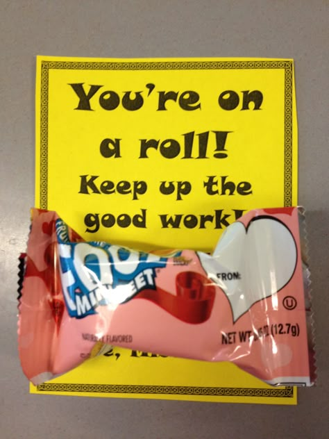 Cheer Spirit gifts | Ideas | Pinterest | Awesome, Party favors and ... Testing Treats, Customer Service Week, Testing Motivation, Morale Boosters, Res Life, Resident Assistant, Fruit Roll, Ra Ideas, Personal Progress