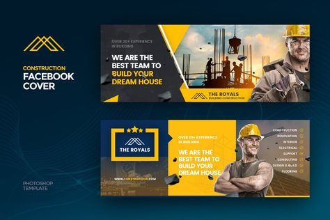 TheRoyals Construction Facebook Cover Template PSD. Download Construction Banner Design Ideas, Construction Billboard Design, Construction Banner Design, Construction Banner, Profile Banners, 블로그 디자인, Cover Photo Design, Facebook Header, Sales Flyer