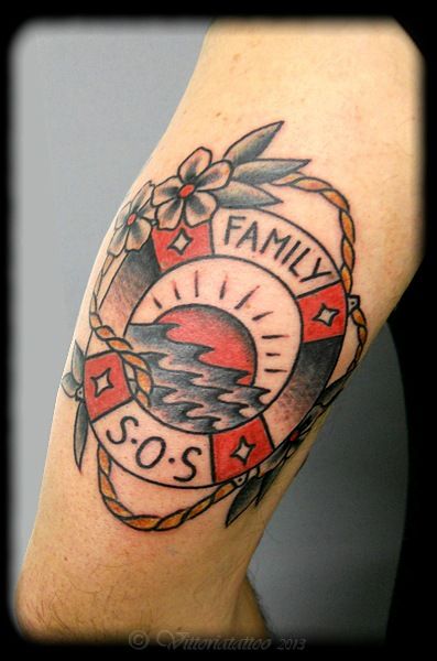 tattoo como Tattoos by Vittoria via volta,49 22100 como Life Preserver Tattoo, Life Preserver Ring, Traditional Tattoo Man, Life Buoy, Ring Tattoo, Sailor Jerry Tattoos, Tattoo Leg, Sea Tattoo, Traditional Tattoo Sleeve