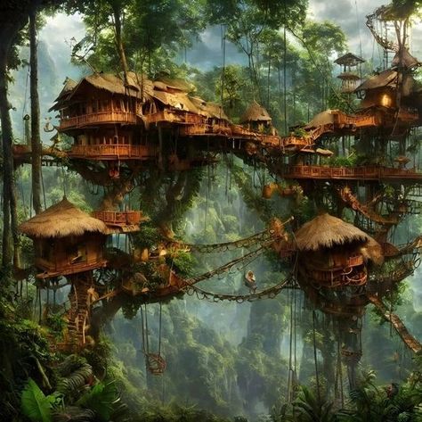 Fantasy Jungle House, Moody Bedroom Modern, Bedroom Decor Wallpaper, Room Luxury Bedroom, Fantasy Tree House, Luxurious Bedrooms Master, Fantasy Treehouse, Mansions Interior, Fantasy Tree