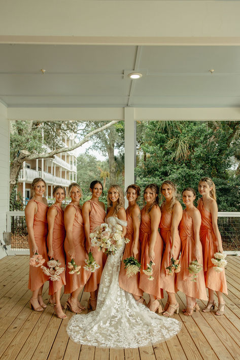 Something White Bridal Boutique real bride Cyrena + Andrew 9.2.23 Gown: Casablanca Resort: The Venue at Beach Weekend Photographer: Mikayla West Photography https://www.somethingwhitebridalboutique.com Coral Bridesmaid Dresses Beach, Bridesmaid Dresses Beach, Bridesmaids Gown, Something White, Coral Bridesmaid, Beach Bridesmaid Dresses, Coral Bridesmaid Dresses, Beach Weekend, Dresses Beach