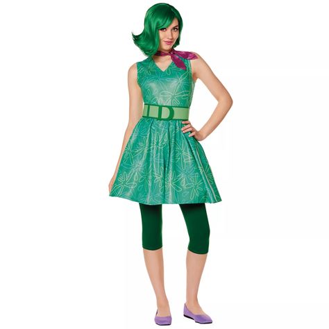 Adult Disgust Costume - Inside Out 2 - Spirithalloween.com Disgust Costume, Pixar Costume, Inside Out Disgust, Inside Out Costume, Classic Halloween Costumes, Disney Inside Out, Green Wig, Fancy Dress Up, Classic Girl