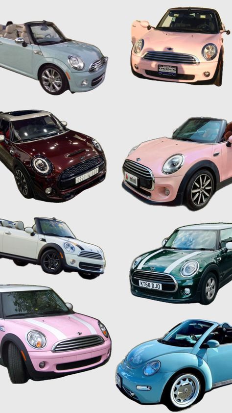 Cars , colours, aesthetic cars, dream, inspo , inspo for cars, Mini Cooper, mini ,multiple cars Pink Mini Cooper Convertible, Car Colors Paint Ideas, Minicooper Mini Coopers, Cute Cars For Teens, Pink Mini Cooper, Mini Cooper Aesthetic, Pink Mini Coopers, Black Mini Cooper, Red Mini Cooper