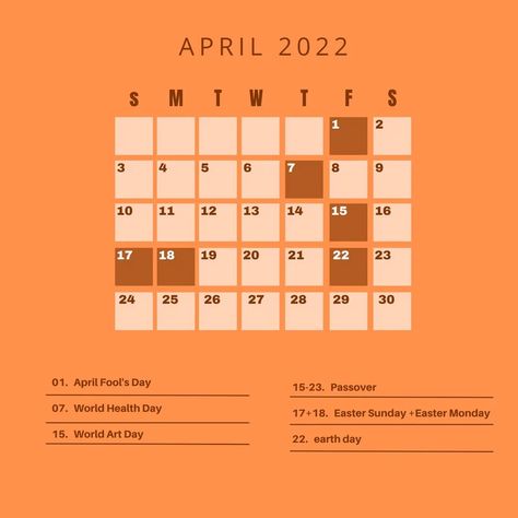 Calendar Instagram Post, World Art Day, World Health Day, Insta Post, Health Day, Insta Posts, Single Image, Instagram Post Template, Post Design