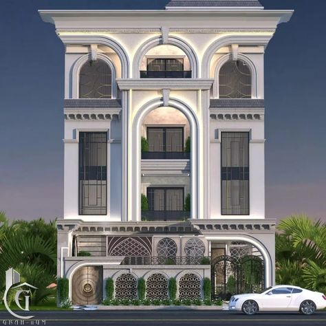 Exterior design Classic Building Facade, Exterior Elevation Design, Hotel Project Architecture, Bloxburg Home Layout, Bloxburg Home, Luxury House Design, New Classical Architecture, Exterior Elevation, Home Layout