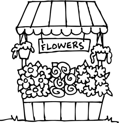 View full size Banner Freeuse Flower Shop Drawing At Getdrawings - Flower Store For Coloring Clipart and download transparent clipart for free! Like it and pin it. Shop Coloring Pages, Printable Flower Coloring Pages, Shopping Clipart, Doodle Art Flowers, Flower Store, Flower Stand, Plant Drawing, Clipart Black And White, Floral Shop