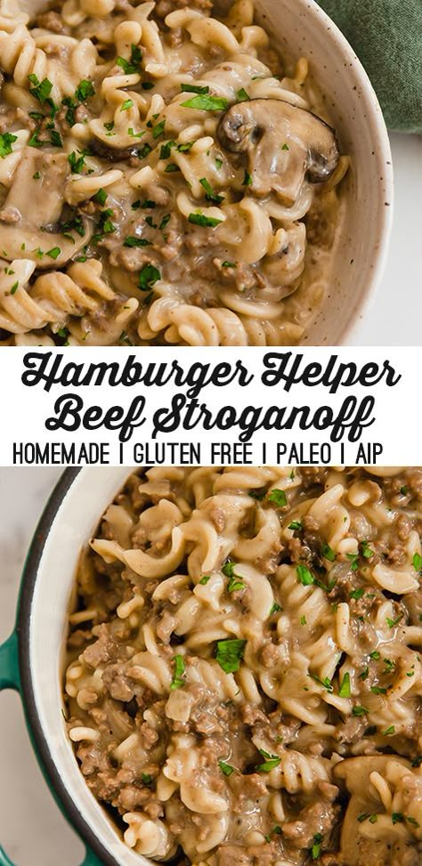 Homemade Beef Stroganoff Hamburger Helper (Gluten Free, Paleo, AIP) - Unbound Wellness Gluten And Dairy Free Hamburger Helper, Gluten Free Dairy Free Hamburger Helper, Whole30 Beef Stroganoff, Gluten And Dairy Free Beef Stroganoff, Stroganoff Recipe Gluten Free, Gf Df Beef Stroganoff, Aip Hamburger Recipes, Gluten Free Dairy Free Hamburger Recipes, Homemade Hamburger Helper Stroganoff