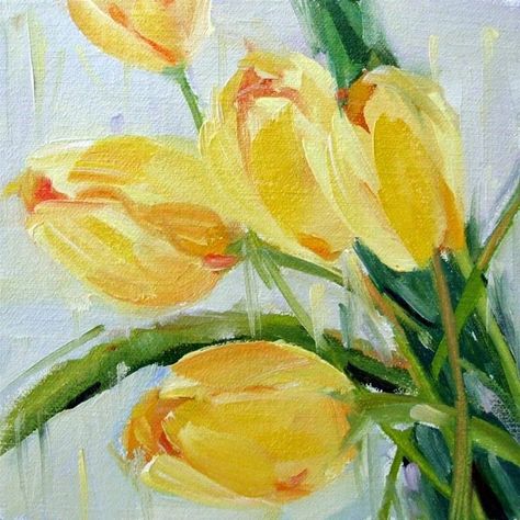 Brown Tulips, Neutral Purple, Angela Moulton, Tulip Painting, Tulips Art, Oil Painting Inspiration, Deep Art, Yellow Tulips, Famous Paintings