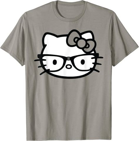 Hello Kitty Black And White, Kitty Black And White, Scene Shirt, Hello Kitty T Shirt, Hello Kitty Black, Nerd Glasses, Kitty Clothes, Hello Kitty Clothes, Nerd Shirts