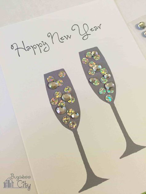 Happy New Year Card New Years Eve Cards Handmade, Happy New Year Card Diy, New Year Cards Handmade, New Year's Eve Crafts, New Year Diy, Happy New Year Card, Arte Aesthetic, New Year Cards, Start Drawing