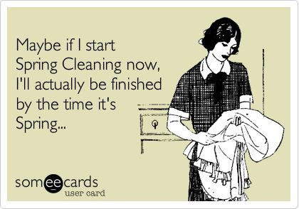 Funny Seasonal Ecard: Maybe if I start Spring Cleaning now, I'll actually be finished by the time it's Spring... Bubble Gang, Spring Cleaning Quotes, Cleaning Quotes Funny, Cleaning Quotes, Scrubbing Bubbles, Spring Cleaning Hacks, Clean Memes, Clean Jokes, Clean Humor