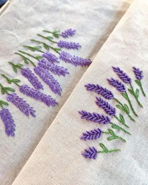 Lavender Embroidery Pattern, Sulaman Pita, Embroidery Purse, Clothes Embroidery Diy, Simple Hand Embroidery Patterns, Abstract Embroidery, Diy Embroidery Designs, Embroidery Tshirt, Sewing Crafts Tutorials