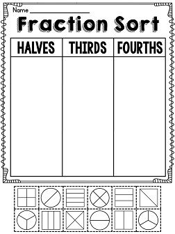 Fraction activities galore... sorting fractions shapes by halves fourths and thirds Fractions Kindergarten, Partitioning Shapes, Teach Fractions, Fractions Activities, Writing Fractions, Fraction Activities, Math Number Sense, Math Notebooks, Second Grade Math