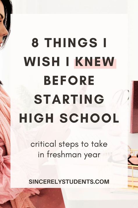 These are 8 things I wish I knew befor starting my first week of high school. Learn how to thrive in high school with these critical steps. School Tips Highschool, High School Freshman Tips, High School First Day, High School Prep, Starting High School, Freshman Orientation, Freshman Tips, School Transition, Highschool Freshman