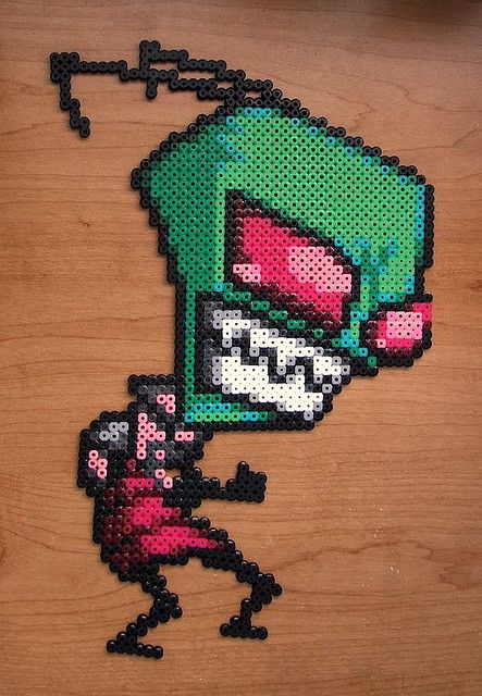 zim Zim Perler Beads, Perler Projects, Perler Designs, Bead Templates, Pixel Beads, Melty Bead Patterns, Mini Iron, Perler Art, 8bit Art