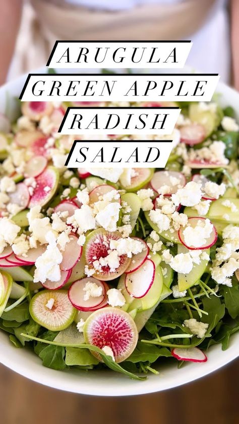 Plant Based Whole 30, Watermelon Radish Recipe, Watermelon Radish Salad, Green Apple Salad, Red Radish, White Balsamic Vinaigrette, Grapefruit Salad, Radish Greens, White Balsamic