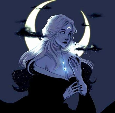 Moon Character Design, Moon Character, Goddess Art, Witch Art, Moon Goddess, Character Portraits, Dark Fantasy Art, White Hair, Fantasy Character Design