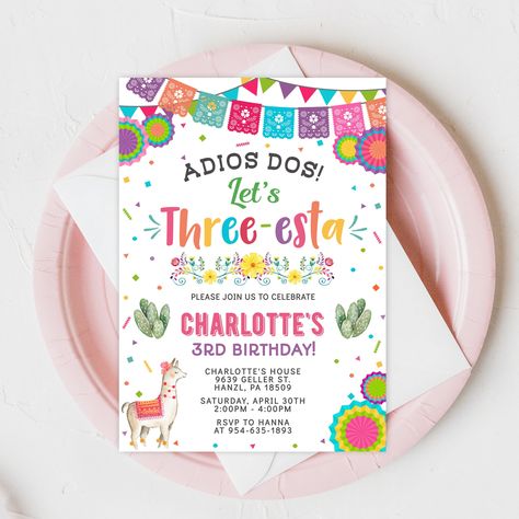 Three Esta, Mexican Invitations, Fiesta Birthday Invitations, Fiesta Birthday Party, Third Birthday Party, Fiesta Birthday, Birthday Printables, Third Birthday, 3rd Birthday Parties