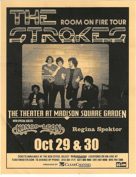 The Strokes- Theater at MSG- October 29, and 30, 2003 (odd lineup) The Strokes Band, Julian Casablancas, Band Poster, Music Poster Design, Dorm Posters, Poster Room, The Strokes, Concert Poster, I'm With The Band