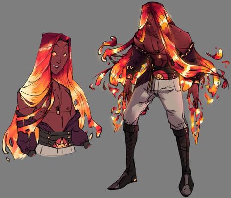 Fire Character Design, Fictional Races, Fire Oc, Dungeons And Dragons Characters, Dnd Art, Arte Fantasy, Character Design References, Character Creation, Dnd Characters