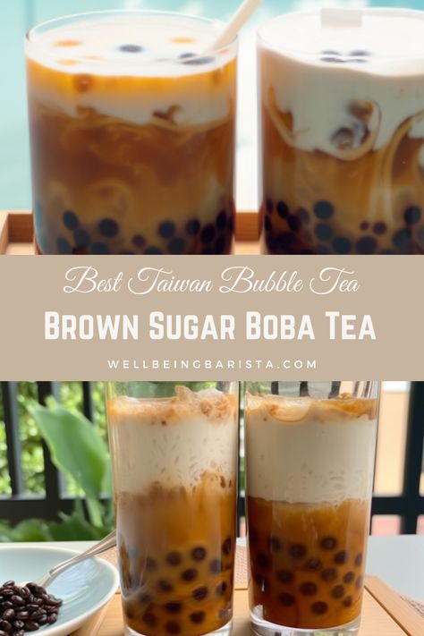 Chewy and sweet Brown Sugar Boba calls for a few simple ingredients – TAPIOCA PEARLS, BROWN SUGAR, WATER, MILK, TEABAGS, and ICE. Thanks to the tapioca pearls the recipe becomes fun and easy to make at home and can be whipped up in 25 minutes. I find this drink is the perfect remedy to brighten your day. Brown Sugar Boba Recipe, Tiger Milk Tea, Brown Sugar Boba Milk Tea, Tapioca Bubble Tea, Brown Sugar Milk Tea, Tapioca Recipes, Brown Sugar Boba, Boba Recipe, Bubble Tea Recipe