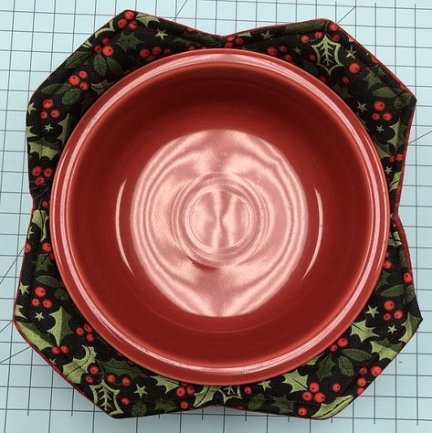 Quilted Microwave Bowl Cozy Free Pattern | Craftsy Bowl Cozy Pattern, Bowl Cosy, Microwave Bowl Holders, Microwave Bowl Cozy, Cozy Pattern, Sewing Projects Free, Bowl Cozy, Fabric Bowls, Microwave Bowls