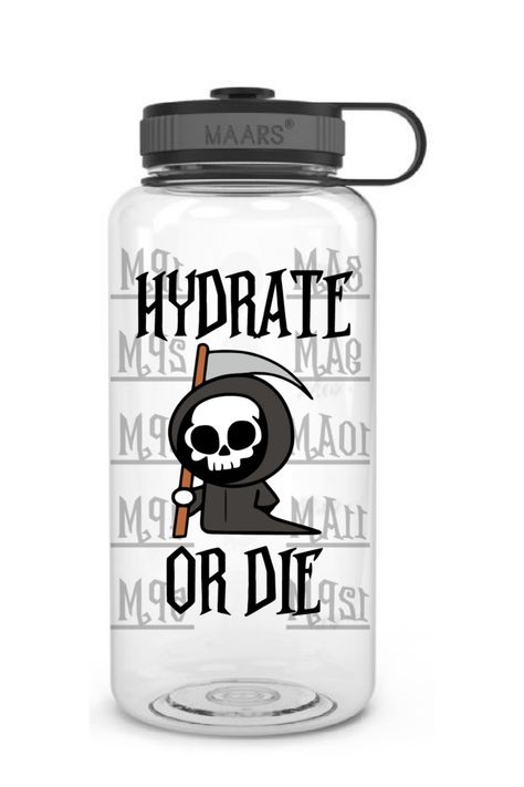 Grim Reaper Motivational Water Bottle Tracker Water Tracker Bottle, Cricut Waterbottle, Motivional Water Bottle, Gym Water Bottle Decals, Goth Water Bottle, Hydracy Water Bottle, Water Intake Tracker, Water Bottle Tracker, Health Goth