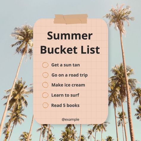 Summer bucket list Instagram post template | premium image by rawpixel.com / chu_chutima List Instagram Post, Business Flow Chart, Summer Social Media, Idea Template, Tropical Landscape, Notion Templates, Action Pose, Notes Planner, Summer Bucket List