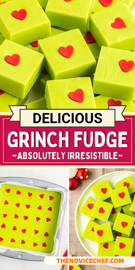 Christmas Desserts Grinch, Grinch Fudge, White Chocolate Fudge Recipes, Grinch Cake, Christmas Sweet Treats, Microwave Fudge, White Chocolate Fudge, Fudge Recipes Chocolate, Christmas Fudge