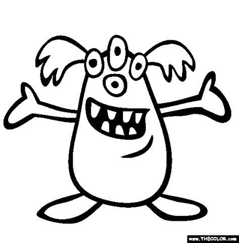 Kaitlyn Coloring Page | Free Kaitlyn Online Coloring Dojo Monsters, Monster Quilt, Monster Outline, Cute Monsters Drawings, Funny Children, Monster Crafts, Monster Coloring Pages, Doodle Characters, Monster Theme