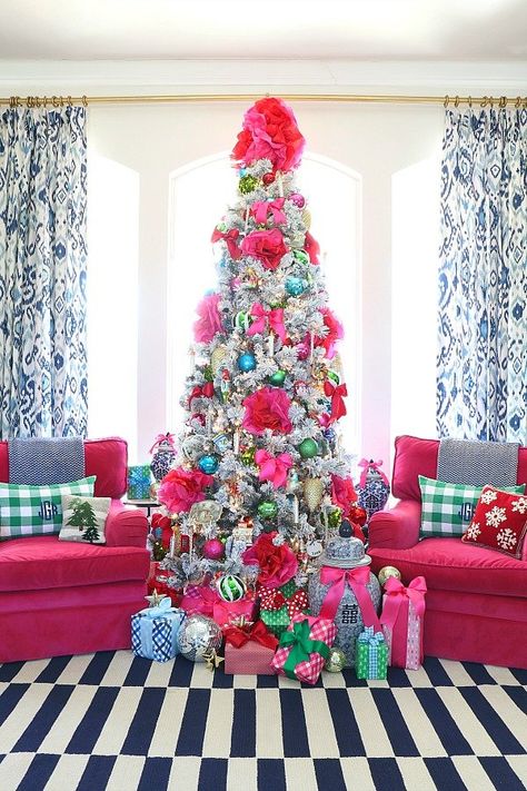 10 unexpected, out of the box Christmas tree decor ideas using items you have around the house — Hausmatter Dimples And Tangles, Personalised Christmas Baubles, Christmas Tours, Christmas Tree Inspiration, Colorful Life, Tissue Paper Flowers, Colorful Christmas Tree, Christmas Box, Christmas Decorating