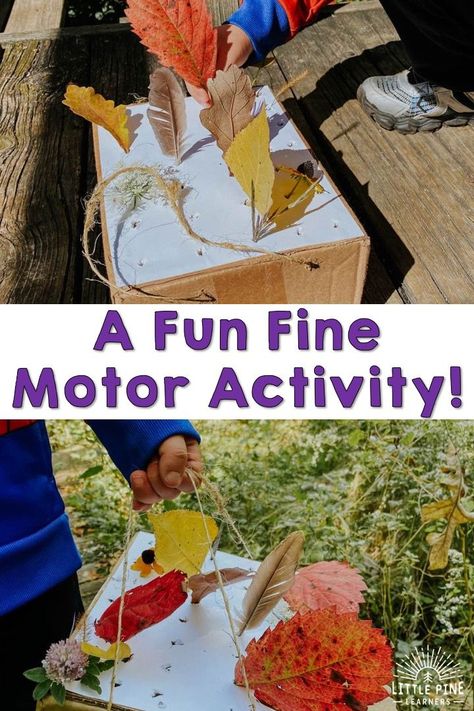 Try this fun fine motor activity for kids! This is perfect to try on a beautiful fall day, but will work for anytime of year. You can bring this on your next nature walk or use it to display nature finds in your home! Children will love rearranging their nature collection and adding new pieces as the year progresses. Motor Skills Preschool, Forest School Activities, Fine Motor Activity, Fine Motor Activities For Kids, Playground Ideas, Gross Motor Activities, Autumn Activities For Kids, Movement Activities, Toddler Fall