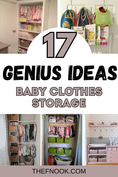 Organizing baby clothes in small spaces can be a challenge! These ideas not only save space but also make it so much easier to find everything you need. baby clothes organization, baby drawer organization, baby closet organization, baby dresser organization, nursery drawer organization, newborn dresser organization, nursery closet organization, nursery dresser organization, Organizing A Nursery, Bookshelf Baby Closet, Organizing Baby Room, Organizing Baby Closet, Newborn Clothes Organization, Small Nursery Ideas Layout, Nursery Organization Ideas Small Spaces, Baby Clothes Organization Small Spaces, Small Nursery Storage Ideas