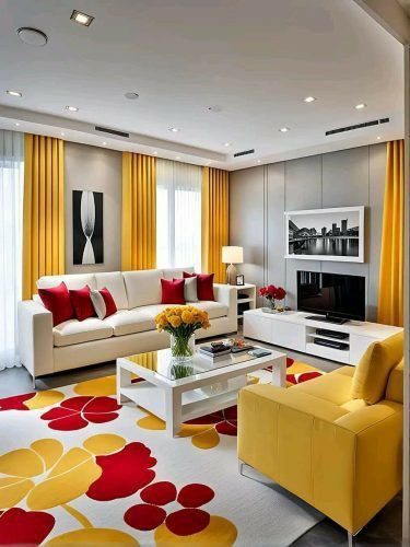 Yellow Living Room Furniture, Ruang Tv, Home Decor Cozy, Colourful Living Room Decor, Modern Rustic Living Room, Modern Sofa Living Room, Luxury Furniture Living Room, Gold Living Room, Retro Living Rooms