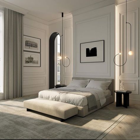 KITCHENS BY PAUL on Instagram: "Bedroom design for flat in central Stockholm, what’s your favorite feature? #KitchensByPaul #PaulBadran" Beautiful Bedrooms Master, Bedroom Interior Design Luxury, Flat Interior, Classic Interior Design, Classic Bedroom, Luxury Rooms, Classic Interior, Apartment Interior, Luxurious Bedrooms