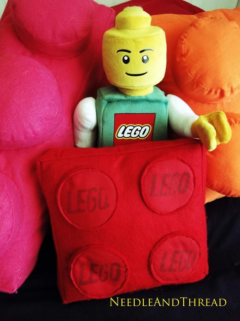 Lego Pillow, Lego Office, Lego Bedroom, Sewing Men, Man Pillow, Pillow Patterns, Lego Man, Kids Sewing, Lego Room