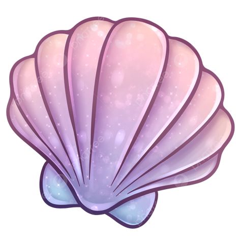 Scallops In Shell, Draw Ocean, Shell Png, Tinkerbell Invitations, Tinkerbell Party Theme, Under The Sea Clipart, Seashell Illustration, Mermaid Png, Kids Cake Toppers